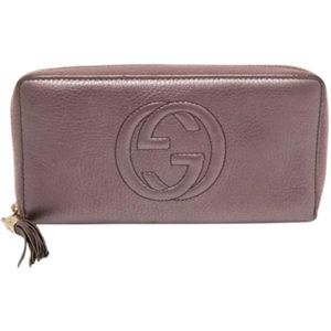 Gucci Vintage, Tweedehands leren portemonnees Paars, Dames, Maat:ONE Size