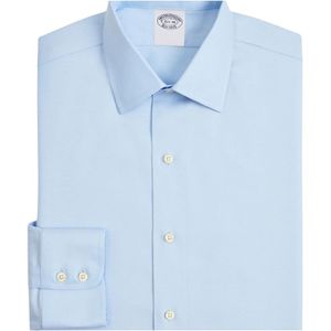 Brooks Brothers, Pastelblauw Slim Fit Non-Iron Twill Overhemd met Ainsley Kraag Blauw, Heren, Maat:S