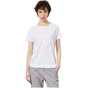 Massimo Alba, Tops, Dames, Wit, XS, Katoen, Crewneck T-shirt, korte mouwen, regular fit