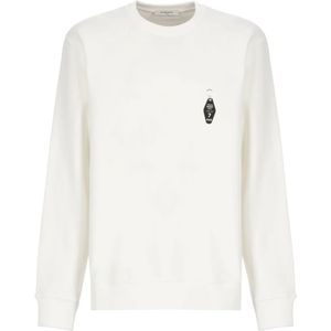 IH NOM UH Nit, Truien, Heren, Wit, S, Katoen, Witte Crewneck Sweatshirt met Chateau Print