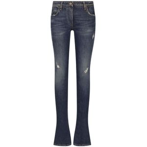 Dolce & Gabbana, Jeans, Dames, Blauw, 2Xs, Denim, Blauwe Skinny-Fit Denim Jeans met Verwassen Effect