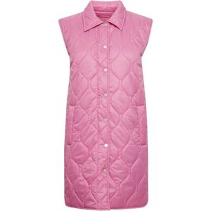 b.young, Jassen, Dames, Roze, M, Polyester, Roze Bodywarmer met Drukknoopsluiting en Zakken