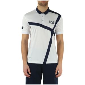 Emporio Armani Ea7, Tops, Heren, Wit, M, Polyester, Ventus 7 Polo met reliëf logo print