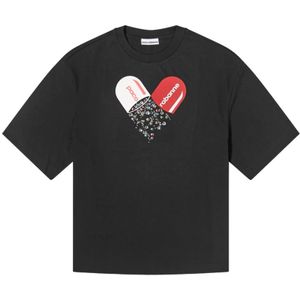 Paco Rabanne, Korte Mouw T-Shirt met Logo Print Zwart, Dames, Maat:M
