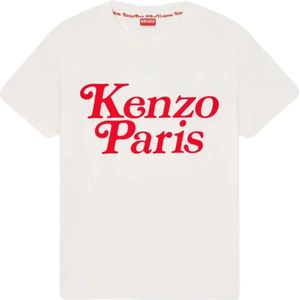 Kenzo, Tops, Dames, Wit, S, Vintage Stijl T-shirt Samenwerking