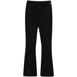 Twinset, Broeken, Dames, Zwart, M, Polyester, Zwarte Flare Gebreide Broek