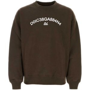 Dolce & Gabbana, Sweatshirts & Hoodies, Heren, Bruin, L, Katoen, Sweatshirts