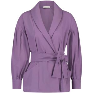 Jane Lushka, Paarse Technische Jersey Kimono Blazer Paars, Dames, Maat:L