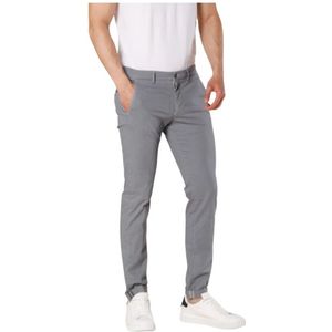 Mason's, Slim Fit Chino Broek van Katoen en Tencel met Microstripes Print Grijs, Heren, Maat:L