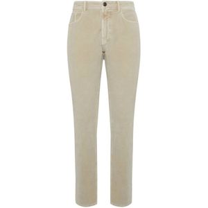 Boggi Milano, Broeken, Heren, Beige, W32, Katoen, Stretch Velvet Jeans