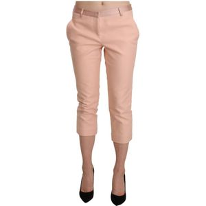 Ermanno Scervino, Broeken, Dames, Roze, M, Katoen, Stijlvolle Roze Skinny Capri Broek