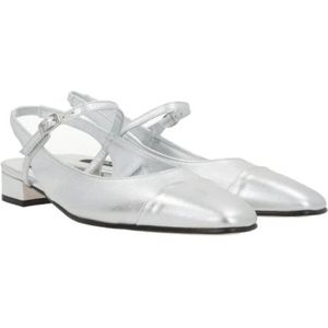 Carel, Schoenen, Dames, Grijs, 36 1/2 EU, Leer, Zilveren Hak Slingback Mary-Jane Leren Schoenen