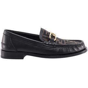 Fendi, Schoenen, Heren, Bruin, 40 EU, OLock Leren Loafer met FF Print