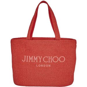 Jimmy Choo, Raffia Strandtas Rood, Dames, Maat:ONE Size