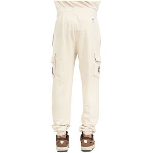 New Era, Broeken, Heren, Beige, S, Katoen, Sportieve Cargo Broek Wit Heren