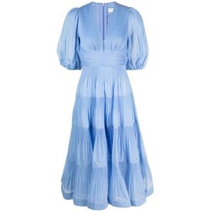 Zimmermann, Kleedjes, Dames, Blauw, M, Polyester, Blauwe Jurk met Knoop en Crinoline