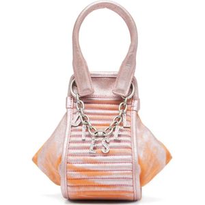 Diesel, Tassen, Dames, Roze, ONE Size, Denim, D-Vina-XS - Handbag in bicolour coated denim