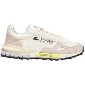 Lacoste, Elite Active Textiel Off White Lichtgroene Sneakers Beige, Heren, Maat:44 EU