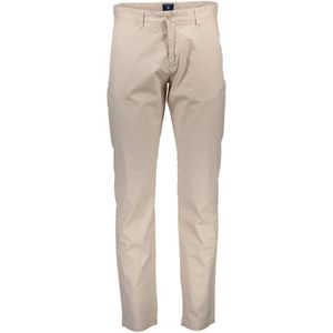 Gant, Broeken, Heren, Beige, W31, Heren Beige Broek met 4 Zakken