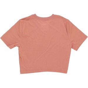 Nike, Tops, Dames, Roze, S, Polyester, Slim-fit Cropped T-shirt Terra Blush/white