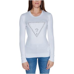 Guess, Truien, Dames, Wit, S, Triangle Logo Dames Top Herfst/Winter Collectie