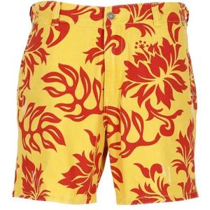 Erl, Korte broeken, Heren, Geel, L, Katoen, Gele tropische print Bermuda shorts