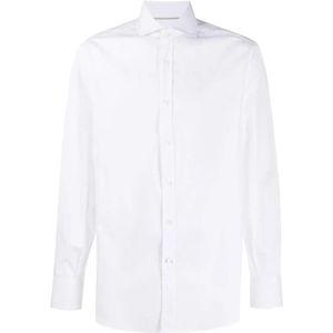 Brunello Cucinelli, Overhemden, Heren, Wit, XL, Katoen, Classica Witte Button-Up Overhemd
