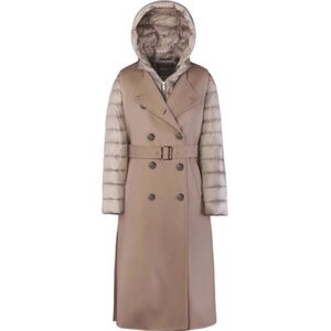 Moorer, Veelzijdige Dubbelgeweven Cashmere/Wollen Gilet met Afneembare Donsjas Bruin, Dames, Maat:2XS