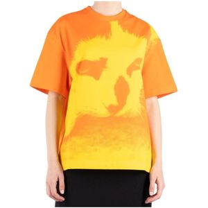 Jil Sander, Tops, Dames, Oranje, S, Katoen, Oranje Geel All-Over Print T-Shirt