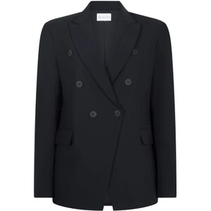 Jane Lushka, Stijlvolle Zwarte Blazer Zwart, Dames, Maat:M