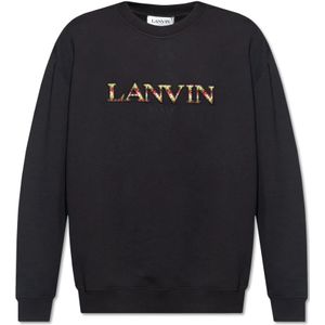 Lanvin, Sweatshirts & Hoodies, Heren, Zwart, S, Katoen, Sweatshirt met logo