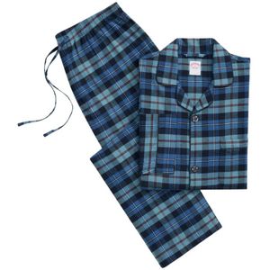 Brooks Brothers, Nachtkleding & Lounge, Heren, Blauw, XL, Katoen, Blauwe katoenen flanellen tartan pyjama's