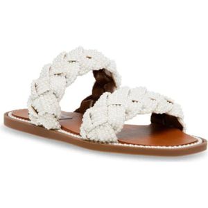 Steve Madden, Zomerse Slippers: Stijlvolle en Comfortabele Platte Schoenen Wit, Dames, Maat:37 1/2 EU