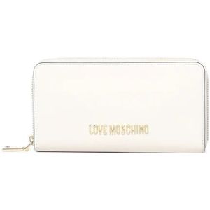 Love Moschino, Accessoires, Dames, Wit, ONE Size, Witte Portemonnee met Ritssluiting en Kaartsleuven