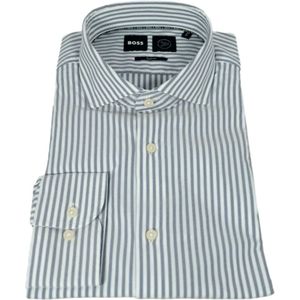 Hugo Boss, Overhemden, Heren, Blauw, 2Xl, Heren Slim Fit Gestreept P-HANK-spread-C1-222 Overhemd