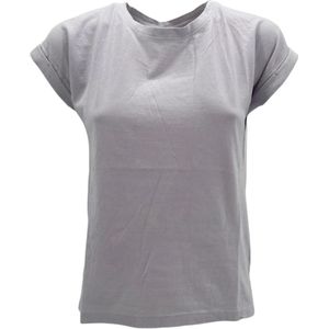 BomBoogie, Tops, Dames, Paars, L, Katoen, Asymmetrische Ronde Zoom T-shirt voor Dames