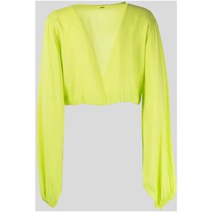 Fracomina, Blouses & Shirts, Dames, Groen, M, Rayon, Groene blouse met lange mouwen en knoop