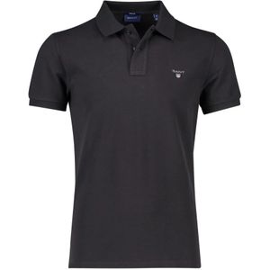 Gant, Tops, Heren, Zwart, 5Xl, Katoen, Zwart poloshirt met korte mouwen