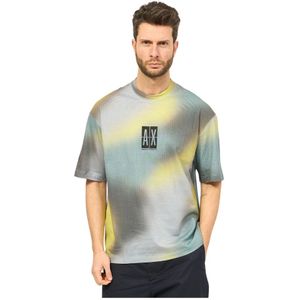 Armani Exchange, Tops, Heren, Veelkleurig, S, Katoen, Heren Holografische Print T-shirt