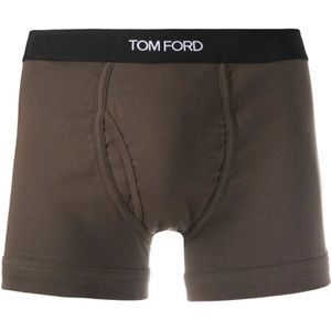 Tom Ford, Bruine Bedrukte Elastische Taille Boxer Bruin, Heren, Maat:S