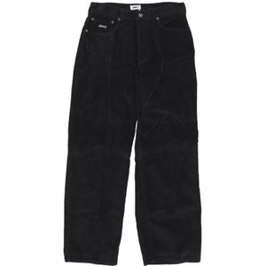 Obey, Baggy Corduroy Streetwear Broek Zwart Zwart, Heren, Maat:W34