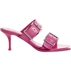 Alexander McQueen, Schoenen, Dames, Roze, 40 EU, Leer, Roze Leren Punk Muiltjes