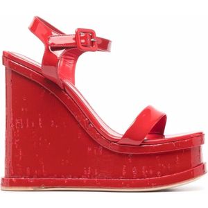 Haus OF Honey, Schoenen, Dames, Rood, 37 EU, Leer, Wedges