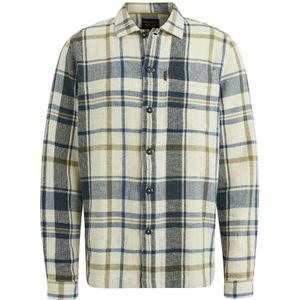 PME Legend, Overhemden, Heren, Beige, M, Katoen, Geruite Lange Mouw Shirt Matt Weefsel