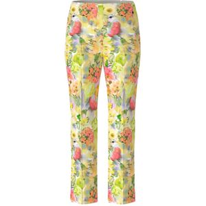 Marc Cain, Elegant Gele Bloemen Cropped Broek Veelkleurig, Dames, Maat:S