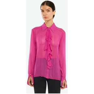 Patrizia Pepe, Blouses & Shirts, Dames, Roze, M, Polyester, Fuchsia Klassieke Kraag Blouse