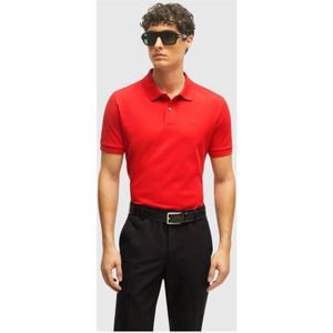 Boss, Tops, Heren, Rood, S, Katoen, Pique Polo Shirt