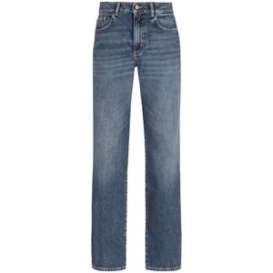 Icon Denim, Jeans, Dames, Blauw, W26, Katoen, Rechte Jeans met Achterlogo