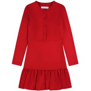 Silvian Heach, Korte jurk met ruches en lange mouwen Rood, Dames, Maat:XS