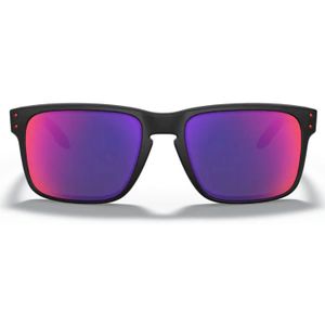 Oakley, Holbrook Oo 9102 - Mat zwart Positive Red Iridium zonnebril Zwart, Dames, Maat:ONE Size